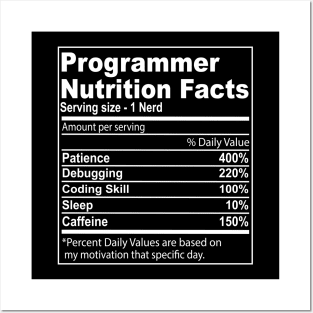 programmer Nutritional Values Funny Nutrition Facts Posters and Art